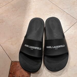 Karl Lagerfeld Men's Black Slide Sandals 10